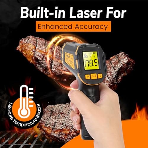 Thermomètre Infrarouge Laser Numérique Sans Contact Thermometre Cuisine -58°F~1112°F (-50°C~600°C) - Pour Patisserie, Chocolat, Bonbons, Barbec, Voiture, Viande, Conglateur - non pour les humains