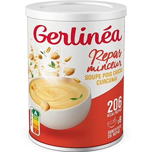 Gerlinéa Soupe goût Pois Chiche et Curcuma - Substituts de repas riche en protéines - Soupe déshydratée - contient 8 repas