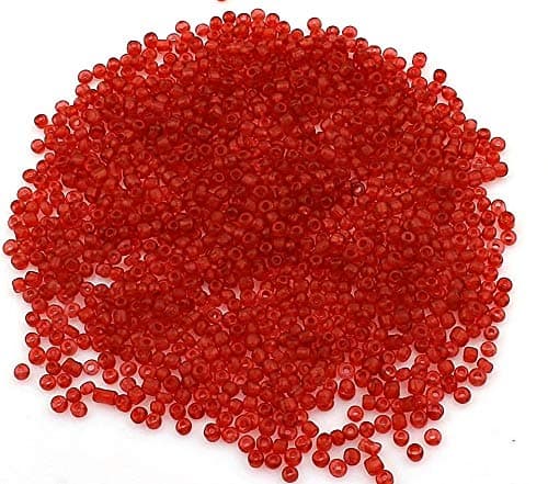 Lot de 3300 perles de rocaille en verre de 3 mm - Couleur givrée - 6 couleurs - 8/0 - Perles poney - Mini perles rondes mates - Rouge