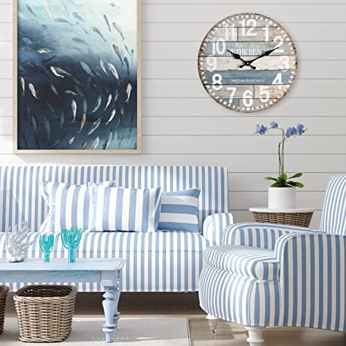 Rebecca Mobili Horloge Decorative, Horloge au Mur, Style Rustique, analogique, pour Salon Chambre – Dimensions: Ø 33,8 cm x L 4 cm - Art. RE6144