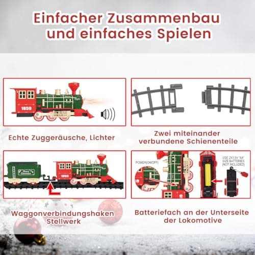 Daity Train Electrique Noel Decoration De Un Éclairage Tamisé Et Un Son Calme Train Électrique Enfant Trains Autour Sapin De Noël Décoré pour Les Enfants De 3 Ans Et Plus