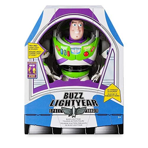 Disney Store Figurine Buzz l'Éclair Interactive parlante Toy Story, 30 cm / 11", inclut Plus de 10 répliques en Anglais, interagit avec d'autres Figurines et Jouets, lumières Laser, 3 Ans et Plus.
