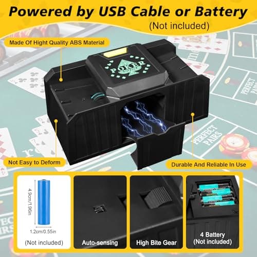 HNCY mélangeur de Cartes Automatique, melangeur de Cartes Electrique, mélangeur Carte, mélangeur de Carte, Automatic Card shuffler, USB à Piles, pour UNO, Poker, Phase 10, Skip-Bo, Blackjack