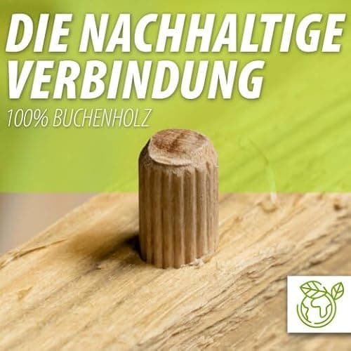 PARCO Chevilles ondulées, chevilles en bois, bouchons en bois, tiges de cheville, aiguilles en bois chanfreinées des deux côtés, assortiment de 200 pièces