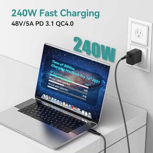 ConnBull Cable Thunderbolt 4 Cable 40Gbps, [2-Pack 1m] Câble High Speed USB C Supporte 240W/ 8K@60Hz pour Thunderbolt 3/USB4, iPhone 15 Pro, Macbook, iPad Pro, iMac
