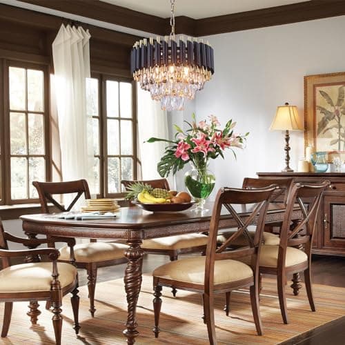 FRIXCHUR Lustre en cristal moderne 15.7 "lustre en cristal noir et or lustre en cristal lustre en cristal à trois couches pour la Chambre principale salon table à manger...