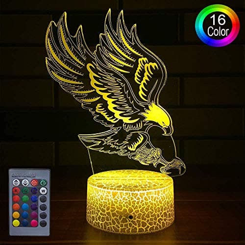 Illusion Optique 3D Aigle Nuit Lampe 16 Couleurs Changeantes Puissance USB Télécommande Contact Switch Lampe Décorative LED Lampe de Table Anniversaire Noël Cadeau Enfants Jouets