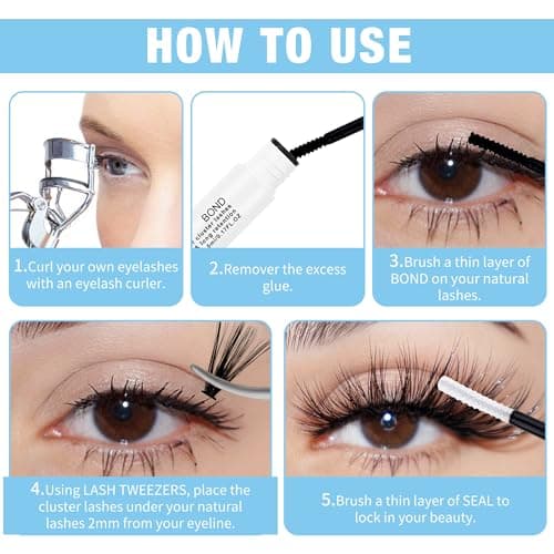 Kit Extension Cils Maison Faux Cils Individuel 240PCS, Bouquet D Curl 8-16mm avec Bond and Seal Applicateur Pince Crème Dissolvant de Colle DIY Gemerry Cils(30+40D-D)