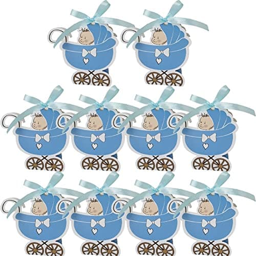 10pcs Baby Carriage Candy Box Sweet Wedding Favor and Gifts Boîtes avec Ruban Baby Shower pour Le Baptême Décoration De Fête d'anniversaire