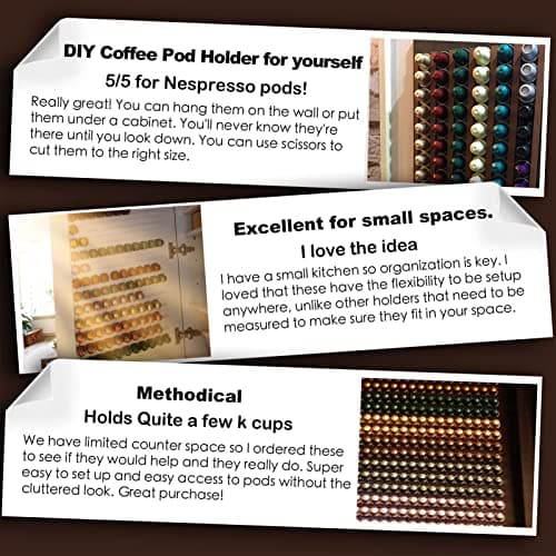 Support à Dosettes de café pour Capsules Vertuo, monté Verticalement ou Horizontalement sur les Murs ou Sous les Armoires,Bandes de Stockage de Dosettes de café Adhésives