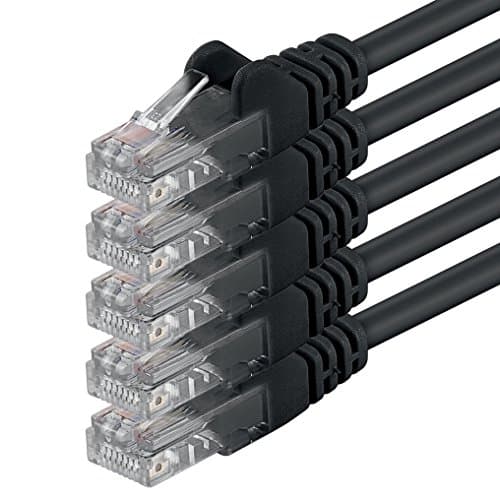 1aTTack.de 2m - noir - 5 pièces - (PACK) - Câble réseau LAN Ethernet CAT.6 CAT6 Câble patch 1000 Mbit/s