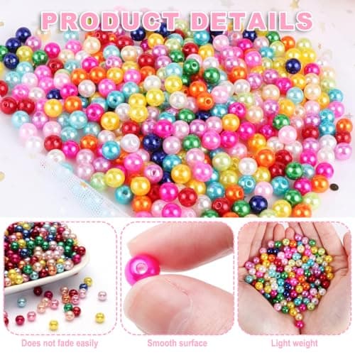 Aililong Lot de 1050 perles colorées : perles en plastique de 8 mm à enfiler pour la fabrication de bijoux, bracelets et colliers
