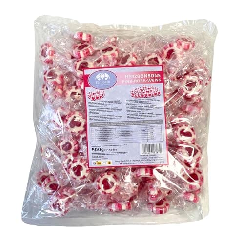 EinsSein Bonbons mariage de coeur rose-rouge-blanc 500g | 140 piéce Dragees coeur | bonbon de décoration de table pour mariage, baptême, anniversaire, communion | cadeaux d'accueil