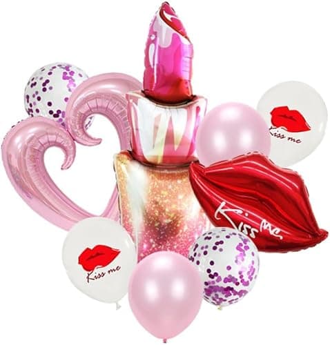 DIWULI Ballons Set Kiss Me - Lèvres et Cœur Rose