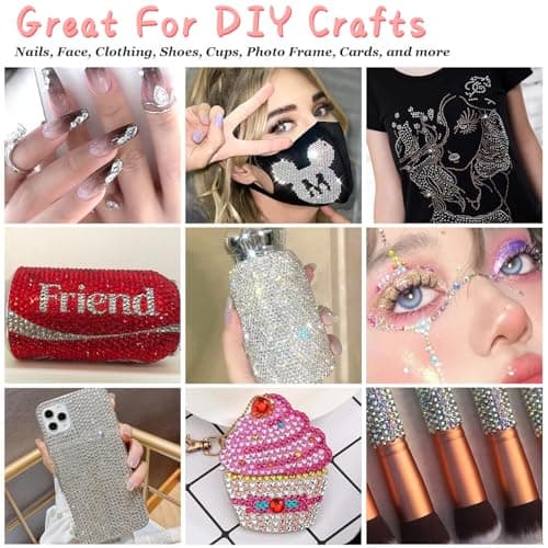 6800 Pièces Pierres Strass Ongles Mix Tailles Strass Ongle Nail Art Cristal AB Strass Gemmes Kit Strass à Dos Plat Nail Charmes avec Pincette Pick Up et Stylo Pointeur Strass pour DIY Nail Art