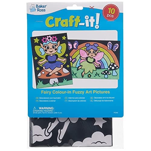 Baker Ross Coloriage en Velours motif Fées - Lot de 10, Activites Manuelles pour les Enfants (FC693)
