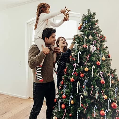 14CM Décoration d'arbre de Noël à Paillettes Pendentif de Canne en Bonbon Rouge 8Pcs Décorations d'arbre de Noël Décoration de Noël en Canne à Sucre Décorations d'arbre de Noël