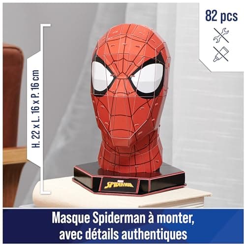 4D BUILD - Puzzle 3D Marvel - Maquette Avengers 82 Pièces - Masque Spiderman Inspiré de la Saga - Puzzle Adulte - Jeu de Construction à Collectionner - Jouet adulte - Jeu Enfant 12 ans et +