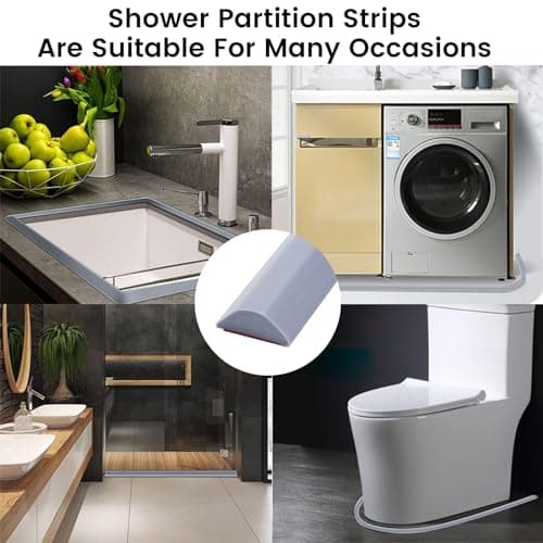 200cm Seuils de Douche, Bande imperméable Pliable de Silicone, Joint Etancheite Douche, Joint De Douche Pour Paroi en Verre, Seuil de Douche en Silicone pour Plancher de Douche (Blanc)