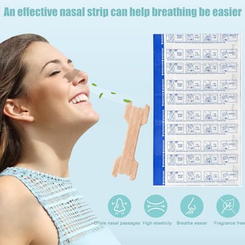 Aischens 120 Pièces Bandes Nasales Anti-Ronflement, Pas de Médicaments, Nasal Strips Patchs Nasaux Contre Ronflement pour Meilleure Respiration pendant le sommeil, Taille L (66 * 19mm)