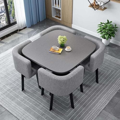 Générique Ensemble de Table à Manger avec Chaises Ensemble de Table à Manger Ronde Carrée avec Chaises Table de Conférence Moderne et 4 Chaises Combinaison Table de Réception,R,80cm/31.5in