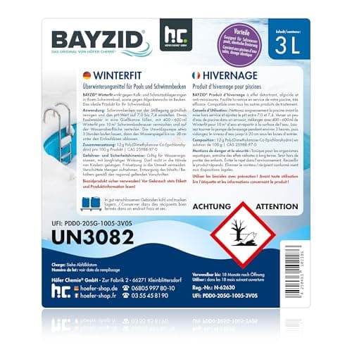BAYZID Produit d'Hivernage pour Piscine (6 x 3 l)- Effet Détartrant, Algicide et Anti-Moisissures - Préparation Hivernale Efficace pour Piscines