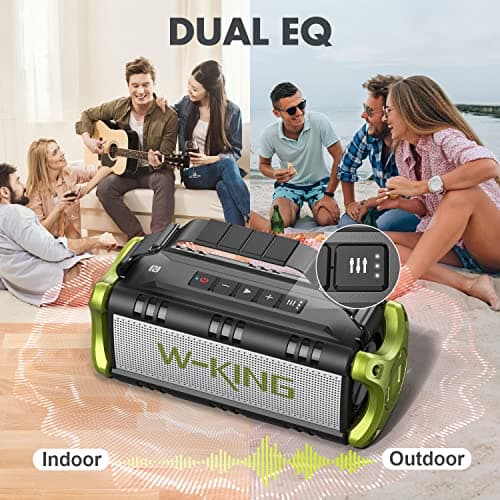 W-KING 90W Peak 50W RMS Enceinte Bluetooth Puissante, Grosse Haut Parleur Bluetooth Portable avec Basses Intenses/EQ, Enceinte San Fil Etanche IPX6/Powerbank/40H Lecture, Enceintes Exterieur NFC/TF