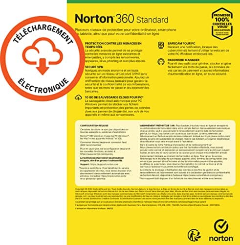 Norton 360 Standard 2025 |1 Appareil | 12 mois |Téléchargement