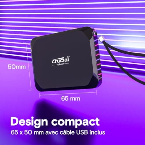 Crucial X9 1To Disque SSD Externe Portable, Jusqu’à 1050Mo/s, Compatible avec PC, Mac, PlayStation et Xbox, USB-C 3.2 - CT1000X9SSD902