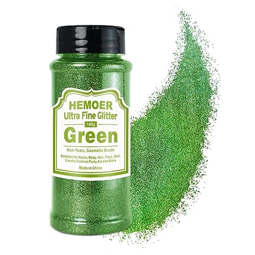 Vert Paillettes Ultra Fines, 140g en Résine Paillettes Métallique pour époxy, Gobelets, Bougies, Arts de la Peinture, Cheveux, Visage, Corps, Yeux, Nail art, Festival