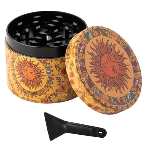 Moulin À Pollen Grinder D'Herbes,Grinder Vintage Herb Grinder Grinder Métal Broyeur À Pollen En Alliage De Zinc Avec Sa Petite Spatule À Pollen Couvercle Aimanté Pour Épices, Herbes, Café (50mm)