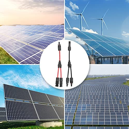 Dongge Connecteur solaire en Y - Adaptateur parallèle - Câble de panneau solaire - Répartiteur photovoltaïque - Prise en charge de 30 A - Câble rouge et noir - 2 jeux
