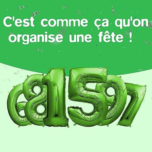 envami® Ballon Anniversaire 15 ans Vert - 101 CM Ballon Chiffre - Deco Kit Anniviersaire Garçon - Happy Birthday Decoration - Ballon Joyeux Anniversaire - Vole Grâce à l'Hèlium