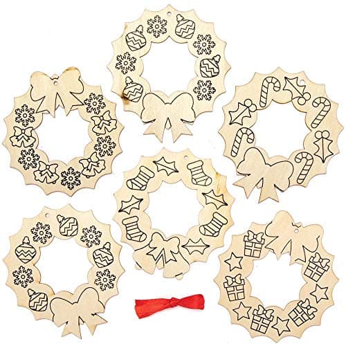 Baker Ross AX506 Couronnes De Noël En Bois - Paquet De 10, Anneau De Couronne Pour Enfants À Concevoir Et À Décorer, Décoration De Noël Idéale