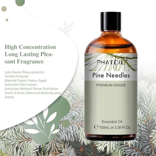 PHATOIL Huile Essentielle Pin 100 ml, Huile Essentielle pour Diffuseur Pure Naturelle, Huile d'Aiguilles de Sapin pour Aromathérapie Humidificateur, DIY