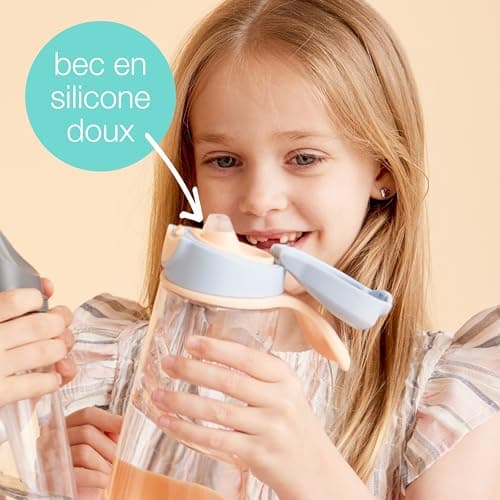 b.box Gourde Sport à Bec | Bouteille d'Eau à Préhension Facile et Couvercle Étanche | Design Moderne et Cool Adapté aux Enfants, Inclinez et Sirotez | 600 ml