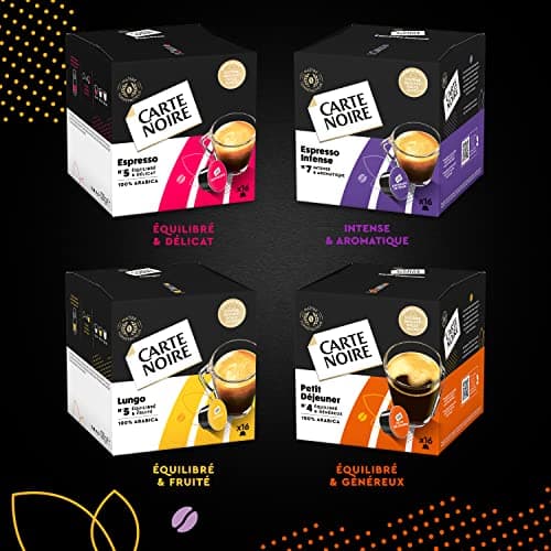 CARTE NOIRE - Espresso Intense - 96 Capsules de Café Compatibles avec Machines Nescafé Dolce Gusto - Notes Aromatiques de Noisette et Cacao - Pour un Espresso Intense - 6 Paquets de 16 Capsules