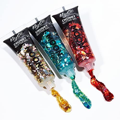 Gel brillant épais mystique par Moon Glitter - 12ml - Assortiment de 5 couleurs - Pailleté pour visage.