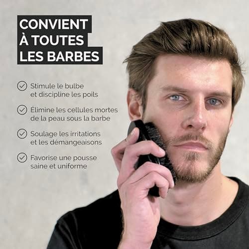 Belgueule Brosse à barbe grand format soin homme- entretien la barbe et stimule la pousse- accessoire naturel pour homme, poils de sanglier et bois de hêtre