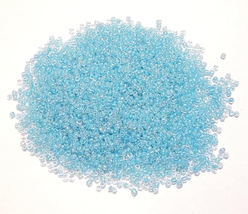 Lot de 6500 perles de rocaille en verre transparent de 2 mm - Couleur arc-en-ciel - 11/0 - Perles poney - Mini perles rondes transparentes (bleu AB)