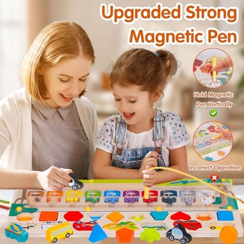 Labyrinthe Magnetique, 3 en 1 Jeux Magnetique Enfant, Jeux Montessori Bois 3 Ans, Motricité Fine Jeux Aimants Magnetique pour Tout-Petits Garçons Filles, Educatif Cadeau pour 3 4 5 6 Ans