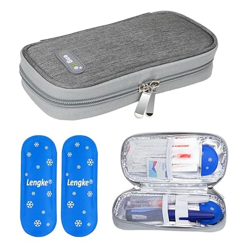 YOUSHARES Pochette Isotherme Insuline - Trousse Isotherme Médicament avec 2 Poche de Glace pour Diabetique, Sac Transport Insuline Voyage pour Stylo d'Insuline, Seringues, Vaccin (Gris