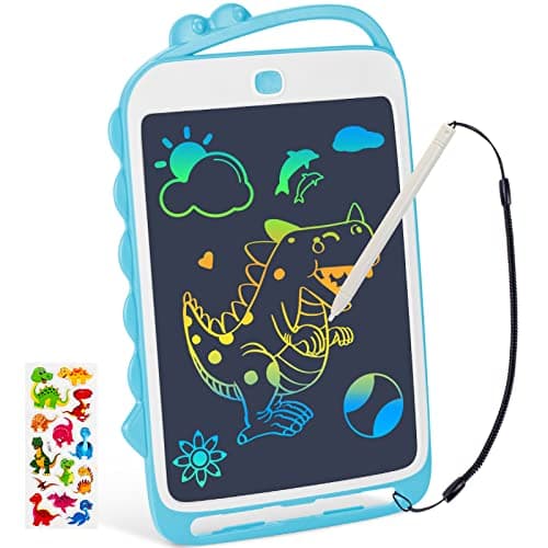 YOUANG 10 Pouces Tablette D'écriture LCD de Dessin Colorée pour 2 3 4 5 6 7 Ans, Effaçables et Réutilisables, Dinosaure Jouet Cadeaux d'anniversaire de Noël pour Enfants (Bleu)