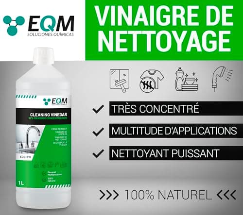EQM - ECO-216 - Vinaigre Ménager 10° - 1L - 100% naturel - Anti Calcaire Détartrante - Puissant nettoyant ménager tout usage