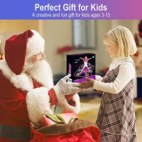 Aucrsozk Enfants Tapis de Danse pour 3 4 5 6 7 8+ Ans Filles avec Bluetooth, Musique Tapis Danse avec 6 Flèches de Lumière LED, Électronique Dance Mat avec Volume Réglable pour Cadeaux de Vacances