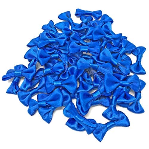 Lot de 10 mini nœuds en ruban satiné bleu roi de 30 mm pour décoration artisanale