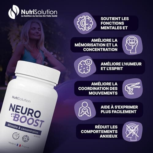 Neuro Boost par Nutrisolution - Boost Cognitif & Énergie, Vitamines B, Ginkgo Biloba, Bacopa, Acide Alpha Lipoïque, Végétalien, Fabriqué en France