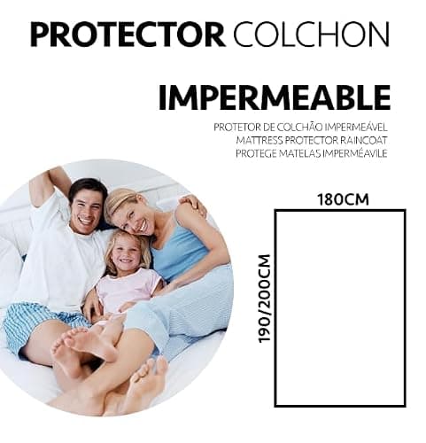 Degrees home - Salvacolchon - Housse de Matelas 180x190/200 cm - Protège Matelas 180X190/200 cm - 100% imperméable - Ajustable et Anti-acariens - Lit 180x190/200 cm