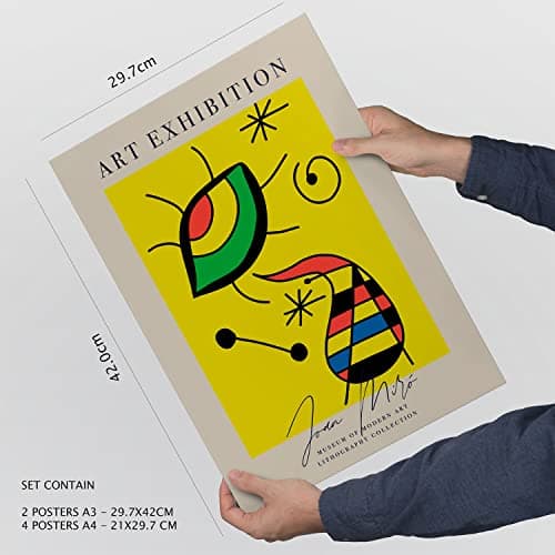Nacnic Lot de 6 affiches d'art abstrait - Collection de feuilles avec collage esthétique pour la décoration intérieure - Tailles A3 et A4 - Sans cadre.