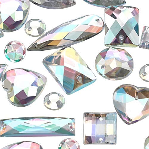 500 Pièces Gemme Acrylique de Couture Strass de Couture en Cristal Mixte avec 2 Trous pour Vêtement Couture Perle Décoration (Cristal AB)
